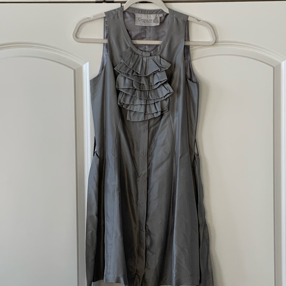 Babydo belted dress with ruffled collar